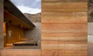 Rammed earth walls RISE Design Studio architect west london