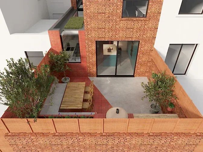 Image of side extension of Ice Cream House in Hampstead designed by architecture studio RISE Design Studio