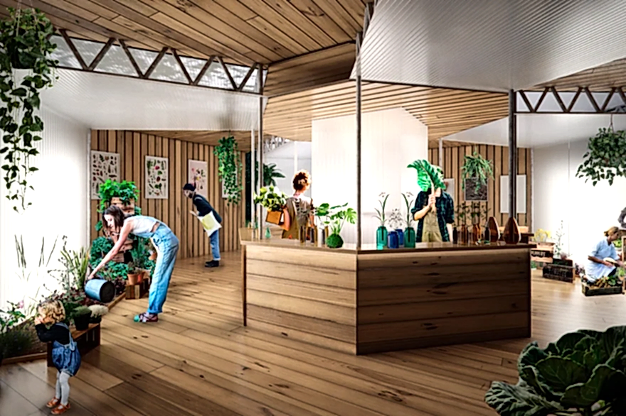 RISE-Design-Studio-Architects-Queens-Park-Community-Pavilion-Plants-Out-Of-Place-3AF-02-Interior-View