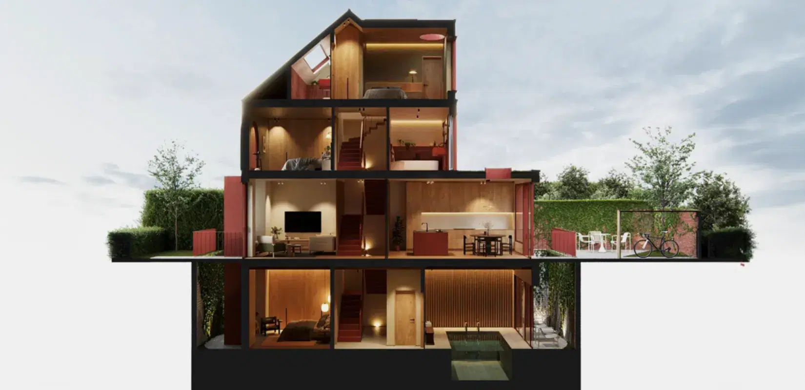 RISE-Design-Studio-Architects-Red-Arches-House-Backland-Development-2CB-Long-Section