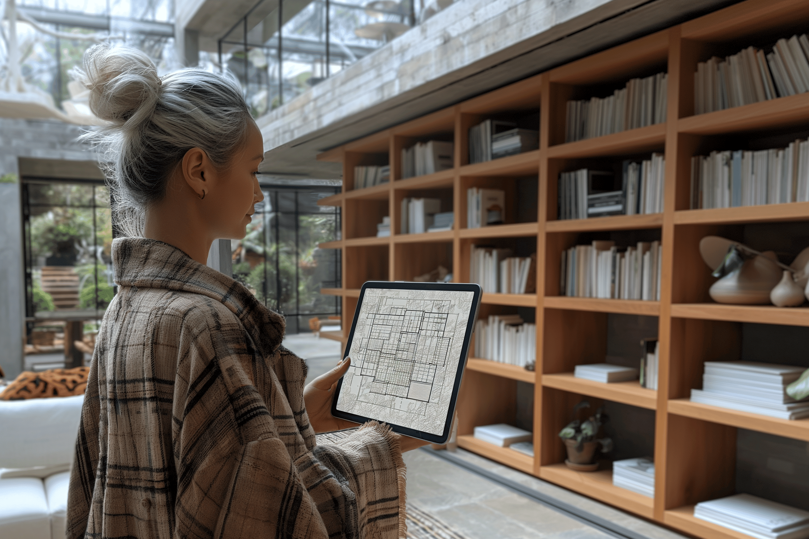 RISE-Design-Studio-Client-Reviewing-Drawings-iPad-tablet