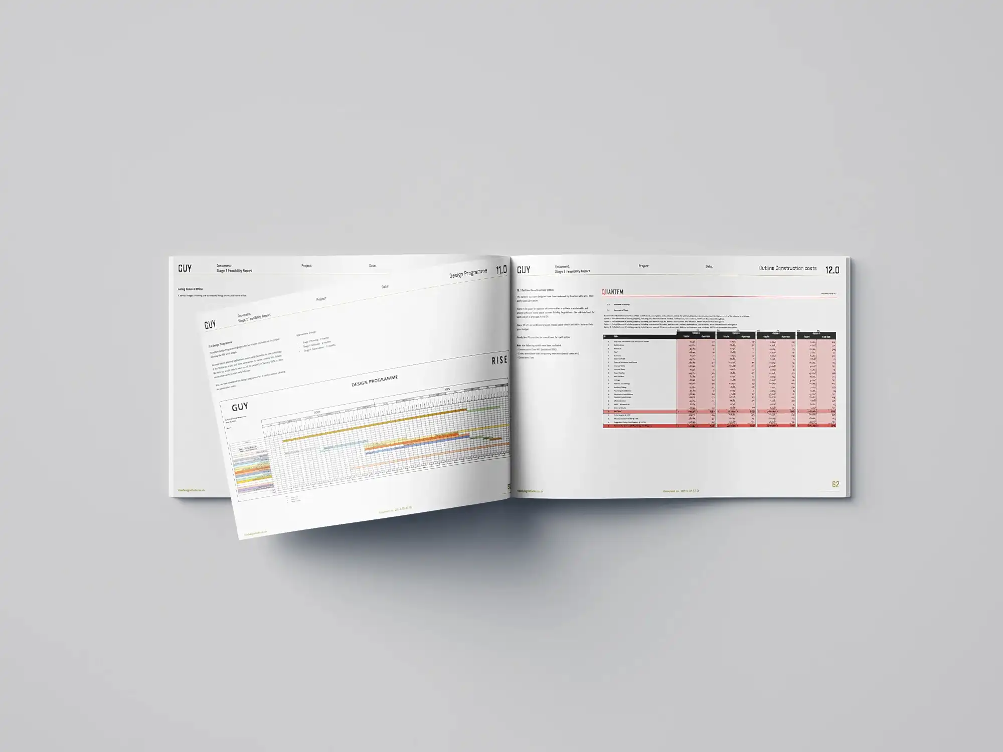 RISE-Design-Studio-Feasibility-Study-Open-Page-A3-booklet-Cost-Plan-Design-Programme-Gantt-Chart
