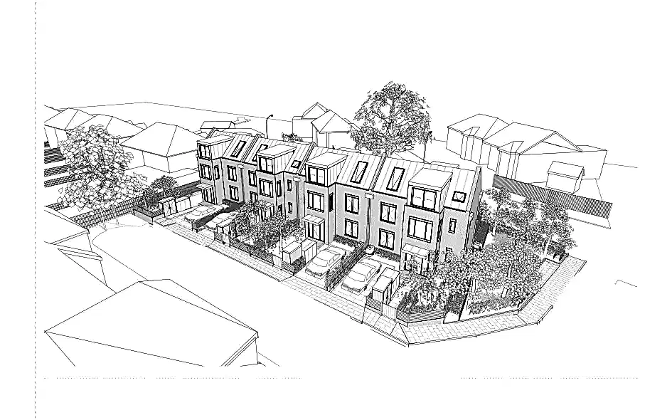 RISE-Design-Studio-Architects-Kenton-Mews-Houses-Sustainable-Architecture-4DR-5-3D-Aerial-View-2
