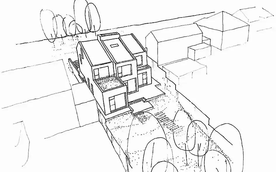 RISE-Design-Studio-Architects-Mill-Hill-House-New-Build-Sustainable-Home-4DR-6-Sketch-aerial