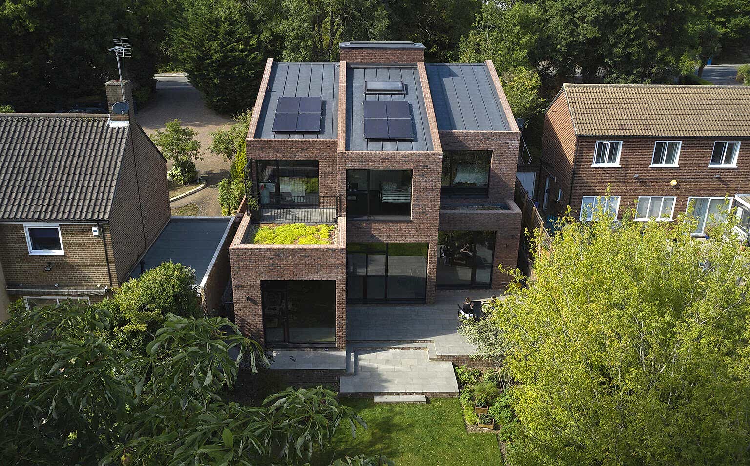 Aerial View of Mill Hill House in North London, designed by Architects RISE Design Studio