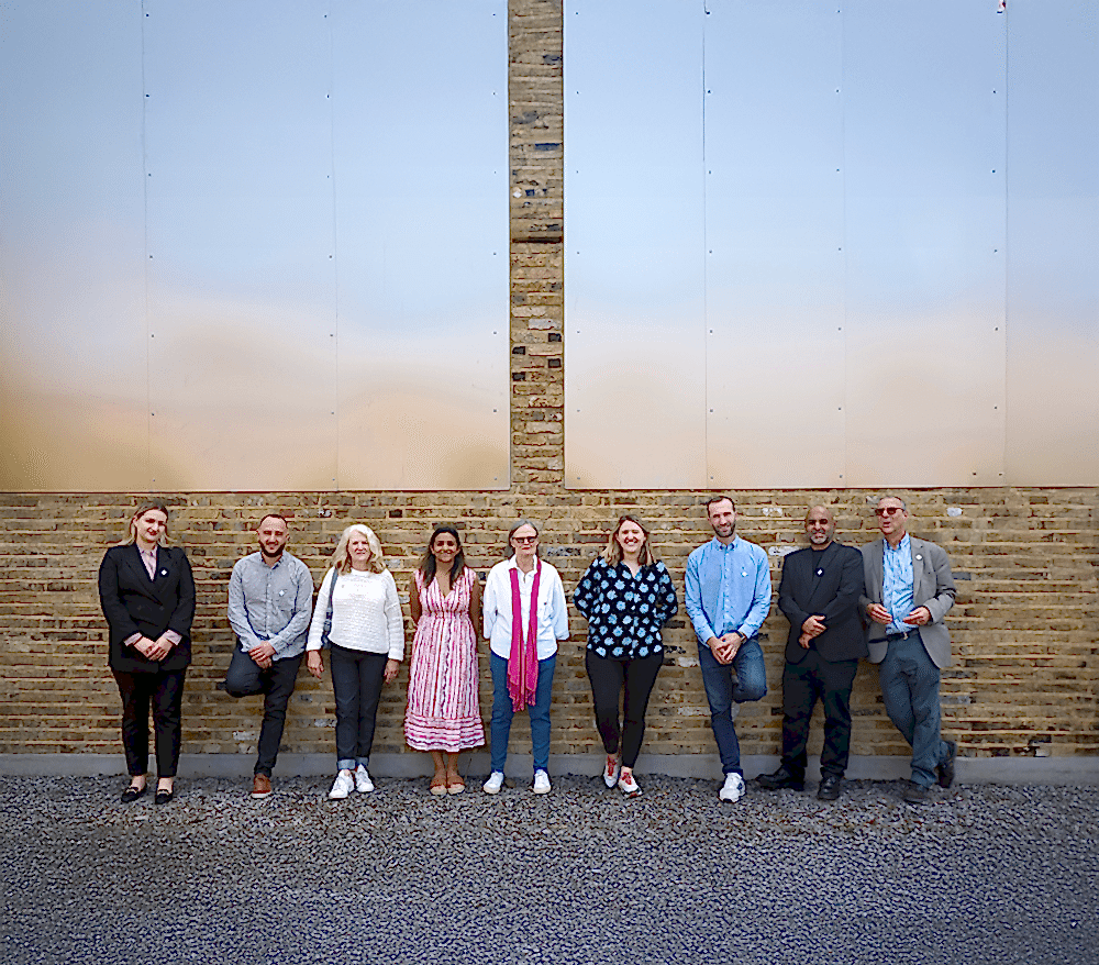 Sally Wilton (Founder of the Lexi Cinema), Alice Lester MBE, Georgia Gould OBE, Councillor Neil Nerva, Cllr. Shama Tatler, CBC London team and RISE Design Studio at the revealing of the Pink Plaque at The Lexi Cinema.